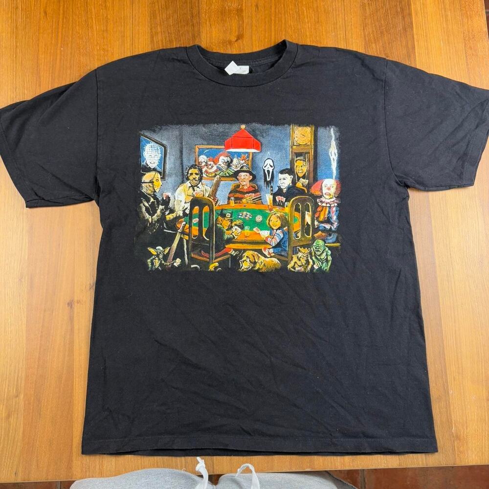 Horror Print Cotton Graphic Tee Jason Scream Freddy Krueger Chucky Friday the 13